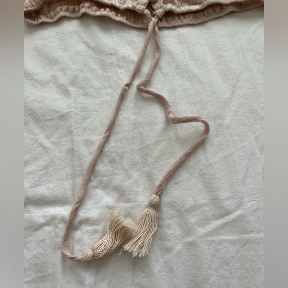 Pale Pink Button Down Long Sleeve with Bell Sleeves and Embroidery with Ties - Picture 7 of 7